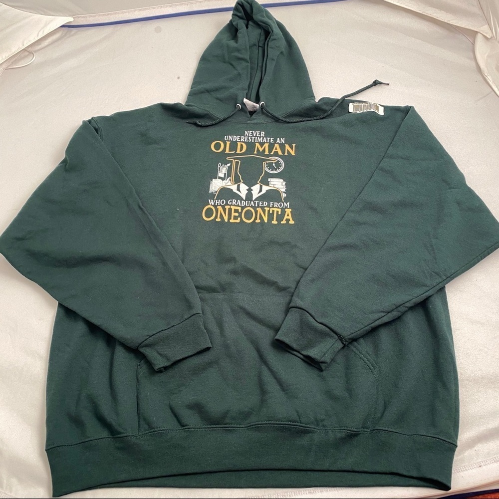 Jerzees SUNY Oneonta college forest green pullover hoodie 2XL